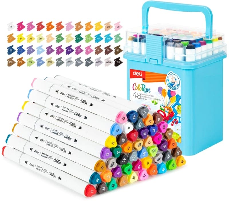 Deli EC187 Dual-Tip ColoRun Sketch 48 Color Markers